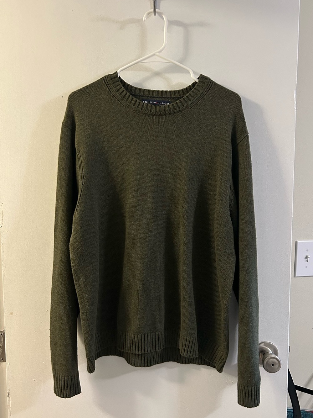 Tommy Hilfiger Olive Green Knit Crewneck Sweater